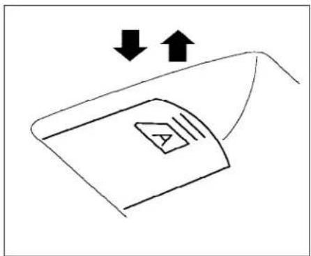 Simple line drawing of a device with two arrows pointing downward and an arrow upward, no text or symbols present.