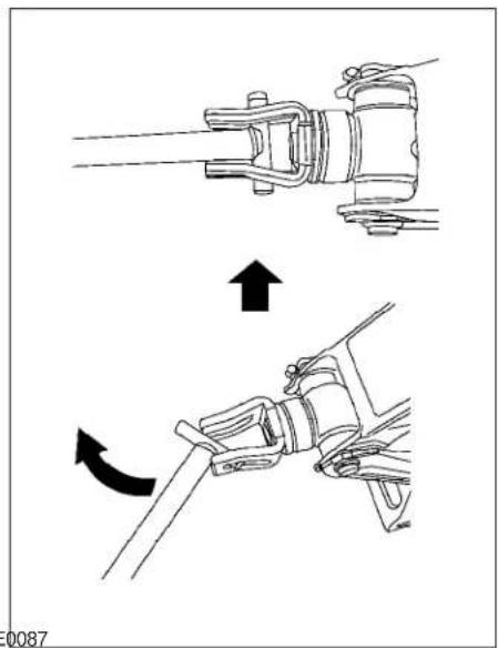 Technical illustration showing two mechanical assembly steps with arrows indicating motion (no text or symbols)