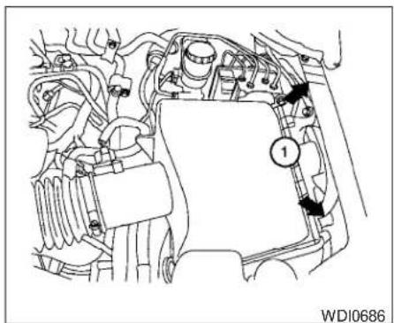 Technical line drawing of an engine compartment with labeled parts (no text or symbols beyond label)