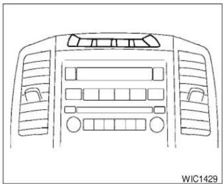 Top-down line drawing of a car dashboard with vented seats and rear seats (no text or symbols)