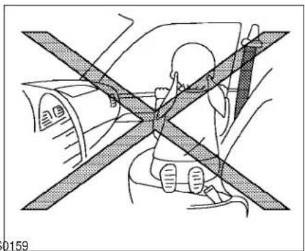 Diagram showing a person sitting on a car with a cross-shaped barrier, no text or symbols present