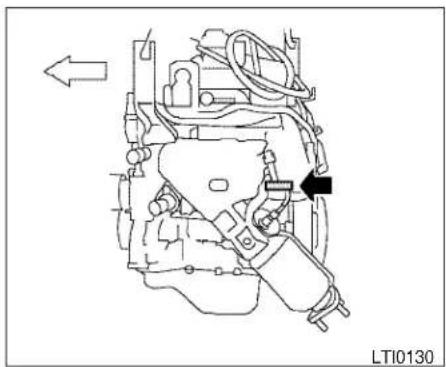Technical line drawing of an internal mechanical assembly with directional arrows and a label 'LTI0130' (no readable text or symbols beyond label)