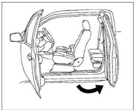Line drawing of a car interior showing seat, driver, and passenger seat (no text or symbols)