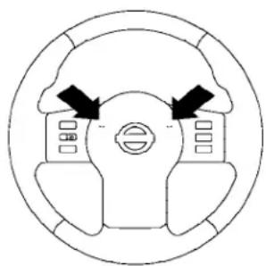 Top-down view of a car steering wheel with directional arrows indicating clockwise motion (no text or symbols)