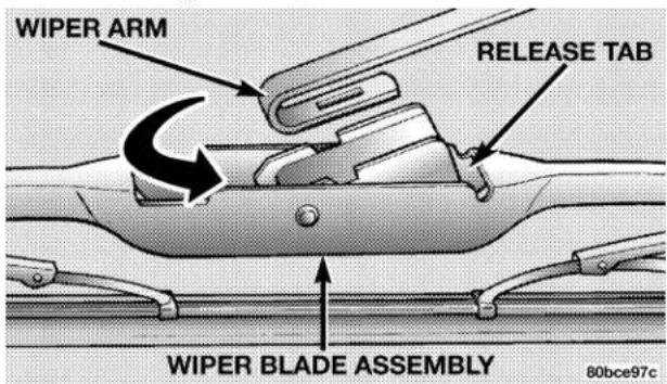 WIPER ARM RELEASE TAB WIPER BLADE ASSEMBLY 80bce97c