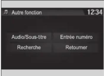 Autre fonction 12:34 Audio/Sous-titre Entrée numéro Recherche Retoumer