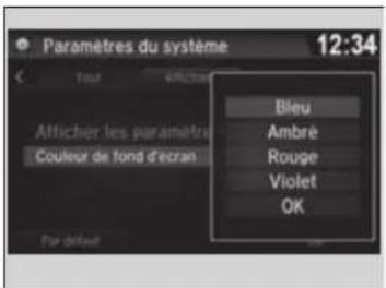 Paramètres du système 12:34 Bleu Ambré Rouge Violet OK