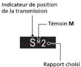 Indicateur de position de la transmission Témoin M S^M2 Rapport choisi