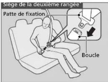 Siege de la deuxième rangée Patte de fixation Boucle