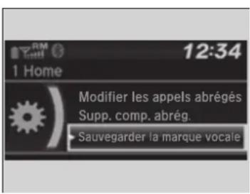 12:34 1 Home Modifier les appels abrégés Supp. comp. abrég. ► Sauvegarder la marque vocale