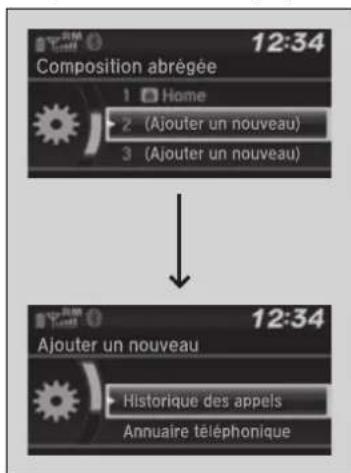Composition abrégée 1 Home 2 (Ajouter un nouveau) 3 (Ajouter un nouveau) 12:34 Ajouter un nouveau Historique des appels Annuaire téléphonique
