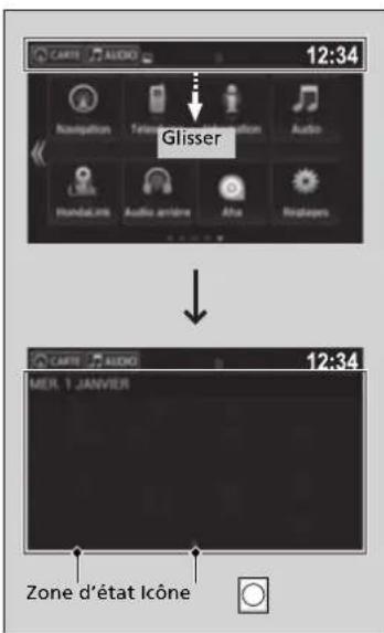 Glisser 12:34 MERC. 1 JANVIER Zone d'état Icône
