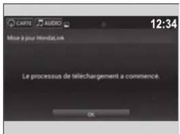 CARTI AUDIO Mise à jour HondaLink Le processus de téléchargement à commence. OK