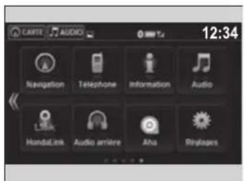 CARTI AUDIO 12:34 Navigation Telephone Information Audio HindiLink Audio arrêté Ahs Régages