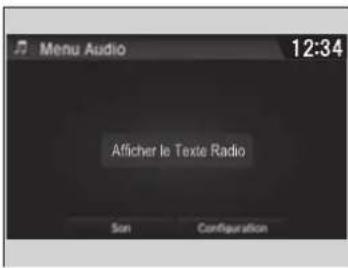 Menu Audio 12:34 Afficher le Texte Radio Son Configuration
