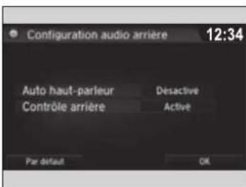 Configuration audio arrière 12:34 Auto haut-parieur Contrôle arrière Desactive Active Par default OK