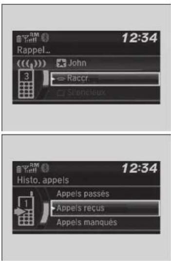 12:34 Rappel... John 3 Raccr. Stencloux. Histo. appels 12:34 Appels passés Appels reçus Appels manqués