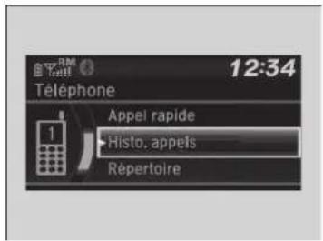 12:34 Téléphone Appel rapide Histo. appels Répertoire
