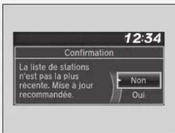 12:34 Confirmation La liste de stations n'est pas la plus récente. Mise à jour recommandée. Non Oui