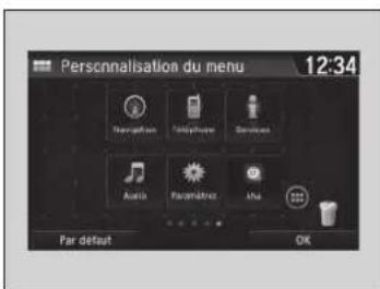 Perscnnalisation du menu 12:34 Par défaut OK