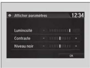 Afficher paramètres 12:34 Luminesite Contraste Niveau noir OK