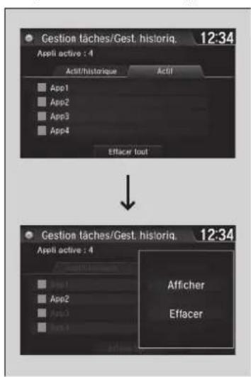 Gestion tâches/Gest. historiq. 12:34 Appli active : 4 Actil/historique Actil App1 App2 App3 App4 Effacer tout Gestion tâches/Gest. historiq. 12:34 Appli active : 4 App1 App2 App3 App4 Effacer Effacer