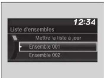 12:34 Liste d'ensembles Mettre la liste à jour Ensemble 001 Ensemble 002