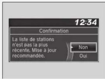 12:34 Confirmation La liste de stations n'est pas la plus récente, Mise à jour recommandée. Non Oui