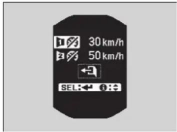 1% 30 km/h 2% 50 km/h SEL: ← → : +