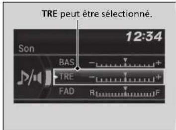 TRE peut être sélectionné. 12:34 Son BAS TRE FAD R +