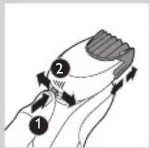 Diagram showing two labeled parts (1 and 2) with directional arrows indicating movement or flow, possibly illustrating a mechanical or biological process.
