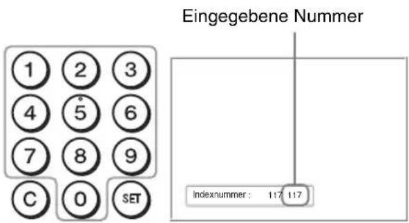 Eingegebene Nummer 1 2 3 4 5 6 7 8 9 C 0 SET Indexnummer: 117 117