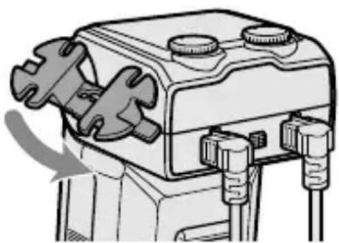 SONY Macro Twin Flash Kit - Attaching the cord reel to the macro flash controller - 1