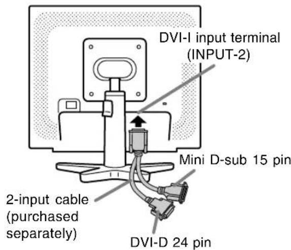 DVI-I input terminal (INPUT-2), Mini D-sub 15 pin, 2-input cable (purchased separately), DVI-D 24 pin
