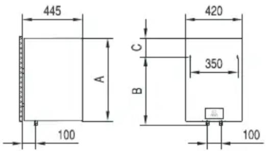 445 A 100 C B 420 350 100