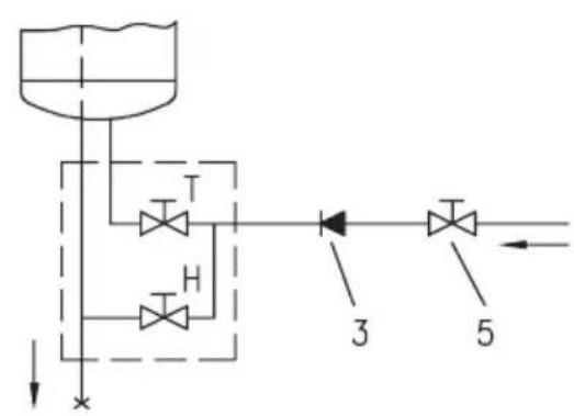 graph TD A["Top Tank"] --> B["T Valve"] A --> C["H Valve"] B --> D["Component 3"] C --> E["Component 5"] D --> F["Return Line"] E --> F style A fill:#f9f,stroke:#333 style B fill:#ccf,stroke:#333 style C fill:#ccf,stroke:#333 style D fill:#cfc,stroke:#333 style E fill:#cfc,stroke:#333