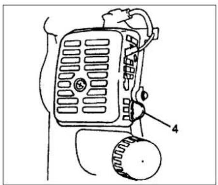 Technical diagram of a vehicle or engine component with labeled parts, including a numbered part '4'