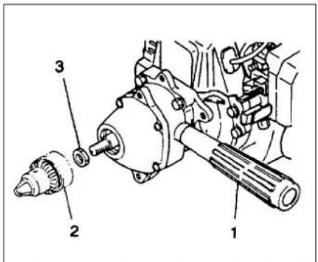 Technical diagram of a mechanical assembly with numbered components labeled 1, 2, and 3