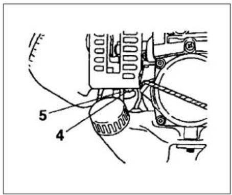 Technical diagram of a mechanical assembly with numbered components labeled 4 and 5
