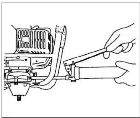Line drawing of a hand using a tool to adjust or install a mechanical component (no text or symbols present)
