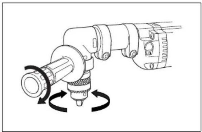 Technical line drawing of a mechanical tool with rotational arrows indicating motion (no text or symbols)