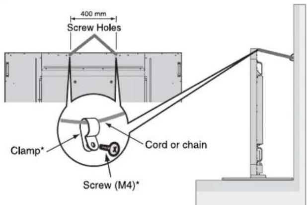 Screw Holes 400 mm Clamp* Screw (M4)* Cord or chain