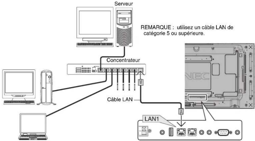 NEC X464UNS - Exemple de connexion LAN : - 1