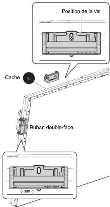 Position de la vis Cache Ruban double-face 8 mm