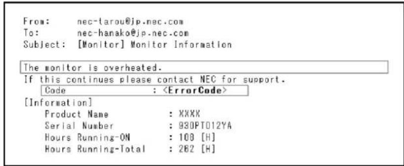NEC MultiSync X651UHD - Paramètre e-mail - 2