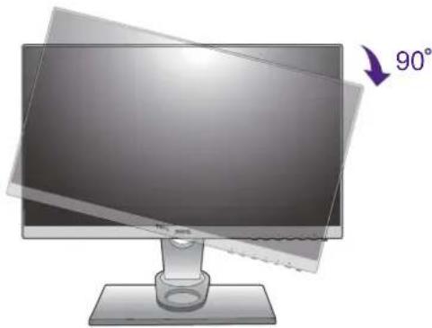 BENQ SW2700PT - Faites pivoter le moniteur de 90 degrés dans les sens des aiguilles d'une montre comme illustré. - 2