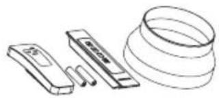 Line drawing of electronic components including a rectangular device, a multi-pin connector, and a cylindrical housing (no text or symbols)