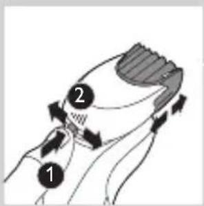 Diagram showing two labeled parts (1 and 2) with directional arrows indicating movement or flow around a central object.