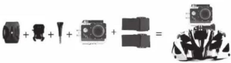 Diagram showing a sequence of camera components and a vehicle silhouette, likely illustrating a mechanical or electrical assembly.
