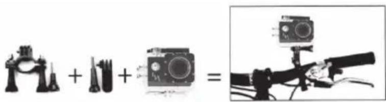 Diagram showing a camera setup with lens, lenses, and camera components, plus a separate image of a camera mounted on a tripod.